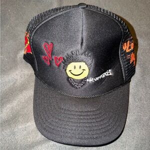 Rod Wave Black Trucker Hat Love 4 My Fans Smiley Face Snapback Nissin Cap Mens